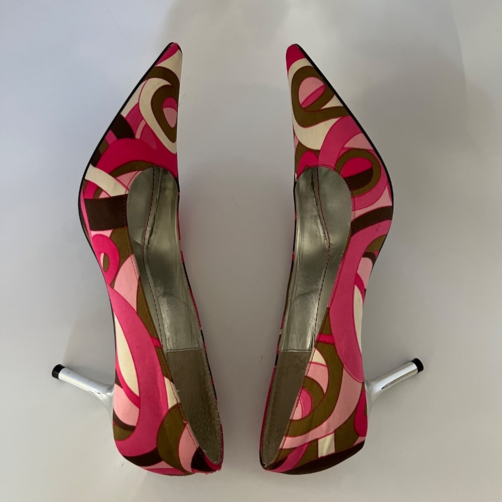 Steve Madden Chelsee Stain Pump Multi Pointed Toe Silver Heels Shoes Sz 6.5 M - Picture 9 of 12